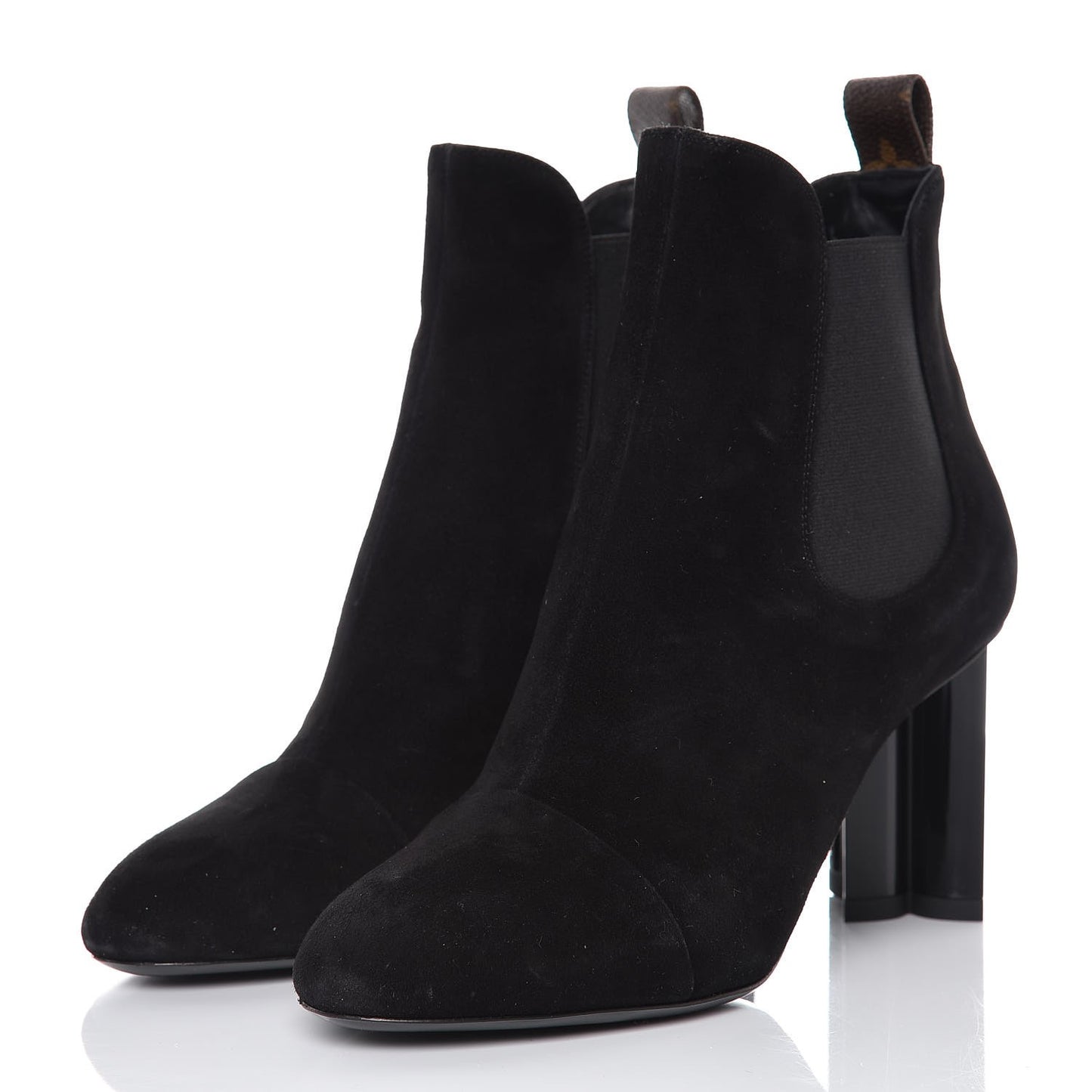 Suede Monogram Uniformes Cap Toe Chelsea 80mm Ankle Boots 37.5 Black