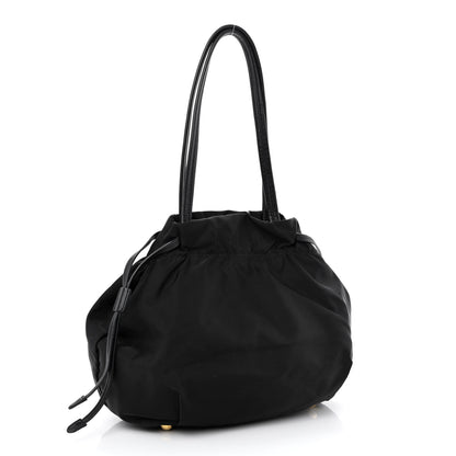 Prada Tessuto Nylon Jacquard Logo Drawstring Tote Black 3 of 10