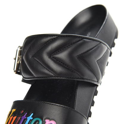 Louis Vuitton Calfskin New Wave Bom Dia Mule Sandals 37 Black 8 of 9