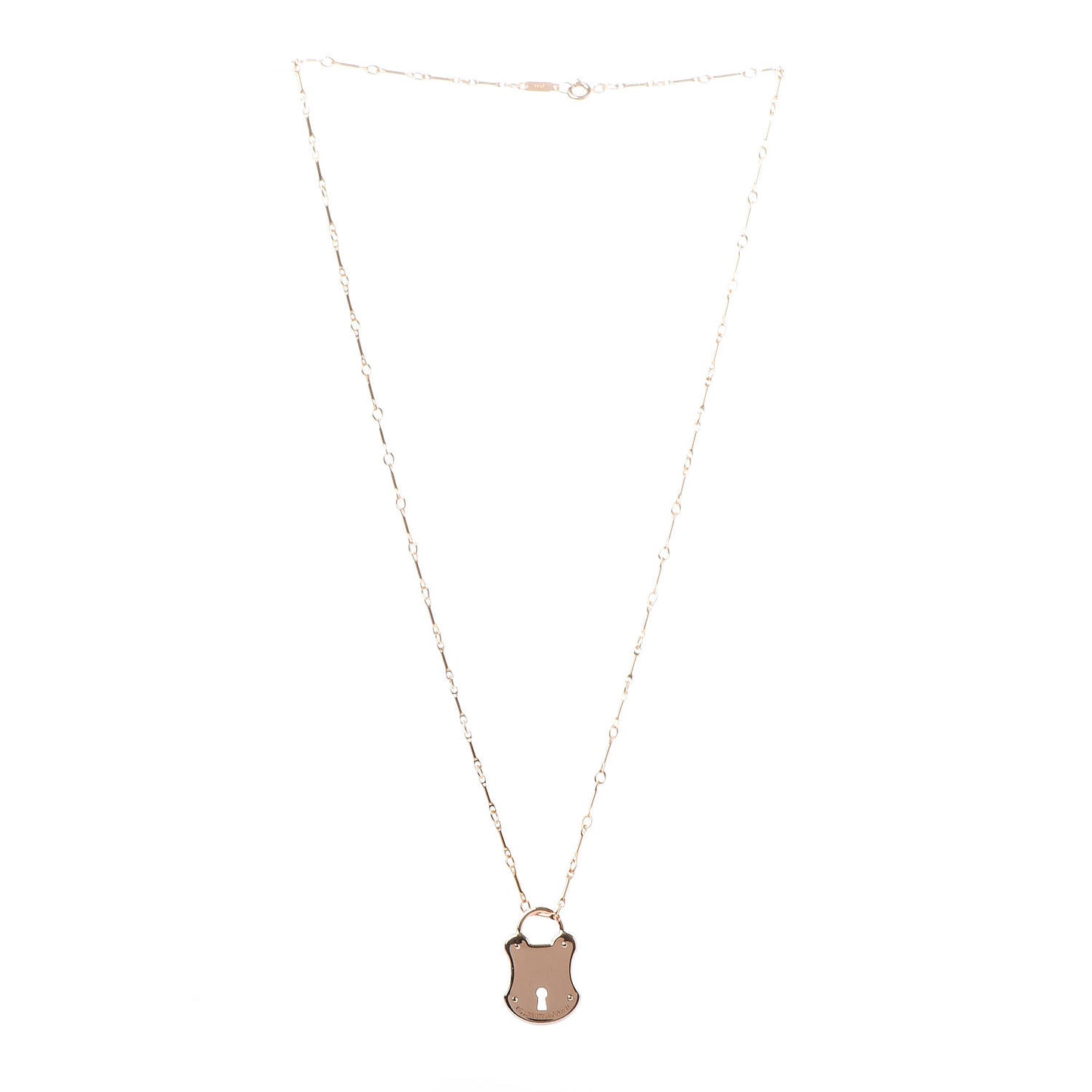 18K Rose Gold Emblem Lock Pendant Necklace