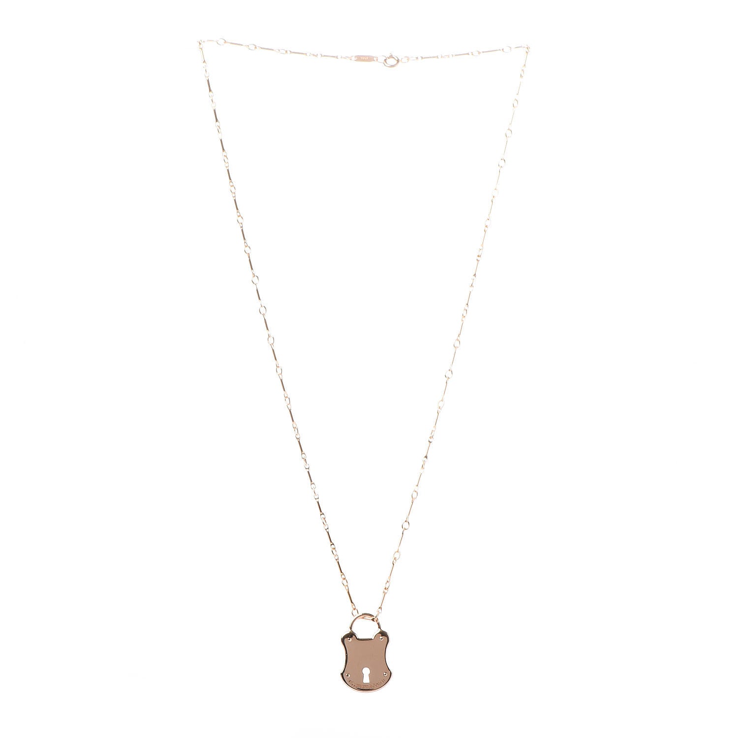 Tiffany 18K Rose Gold Emblem Lock Pendant Necklace 3 of 7