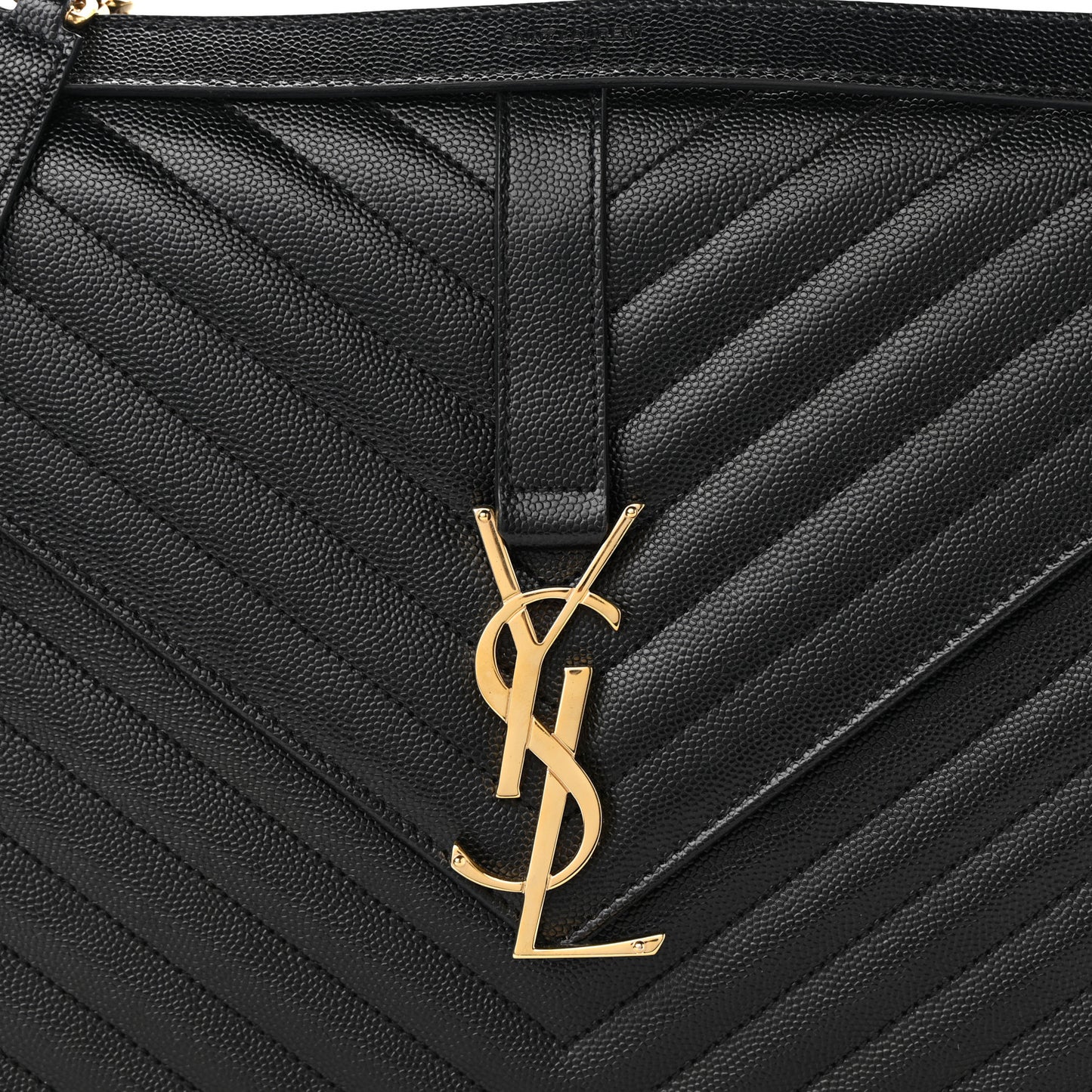 Grain De Poudre Matelasse Chevron Large Monogram Satchel Black
