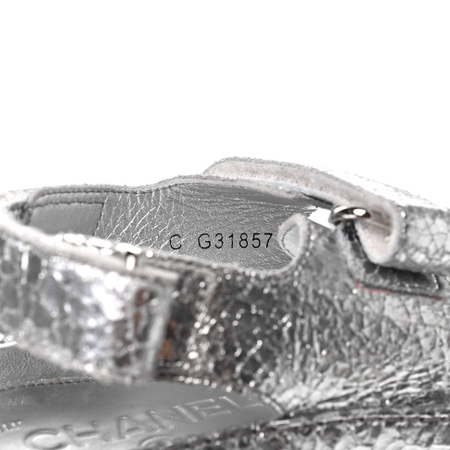 Chanel Metallic Crackled Calfskin Velcro Dad Sandals 36 Silver 7 of 7