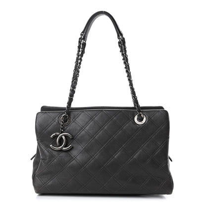 Chanel Calfskin Diamond Embossed Large CC Zip Shopping Tote Grey 1 of 4