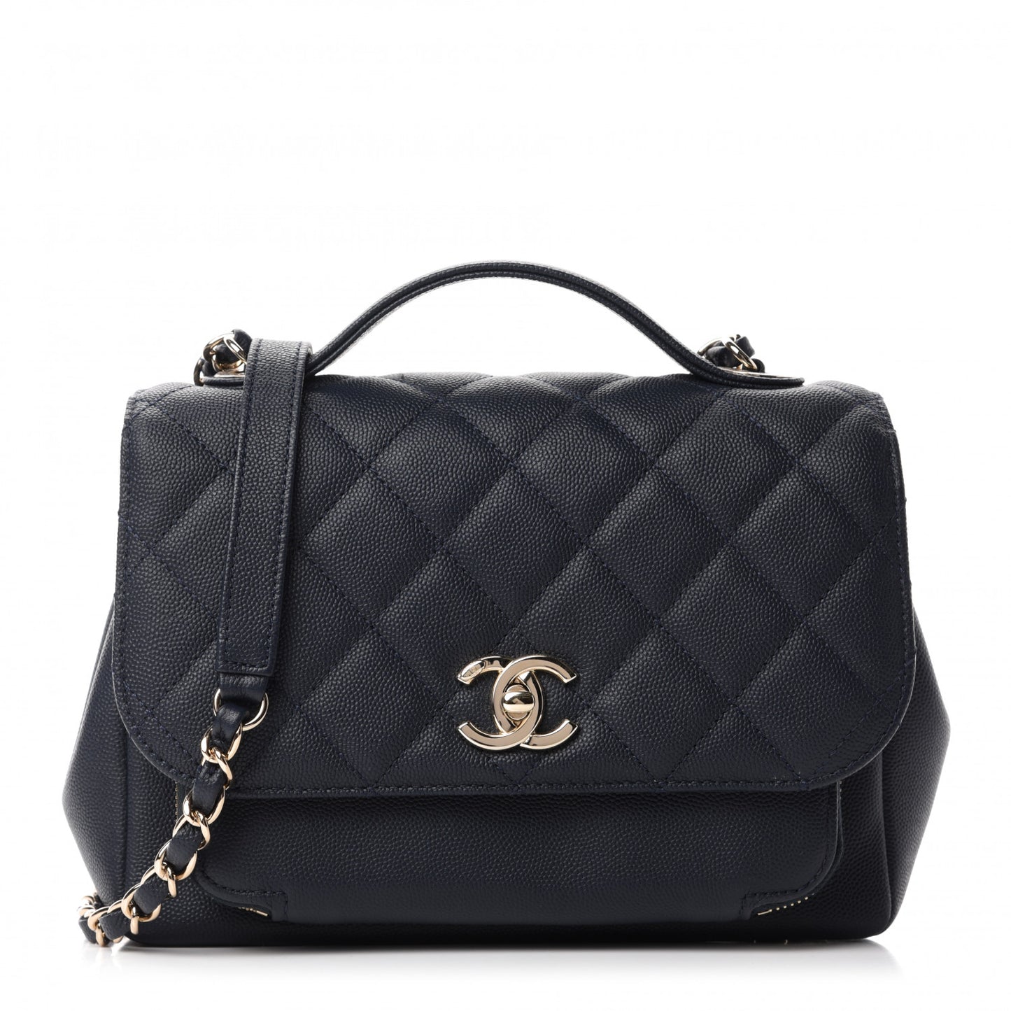 Caviar Quilted Medium Business Affinity Flap Navy