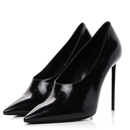 Saint Laurent Patent Calfskin Teddy High Vamp 105 Pumps 38.5 Black 3 of 11