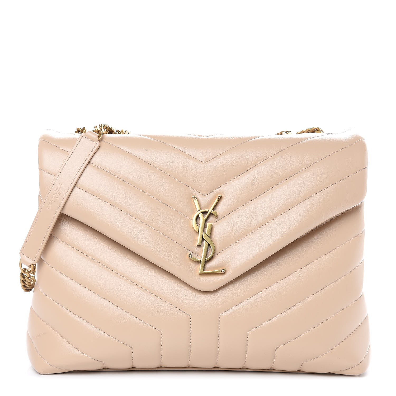 Saint Laurent Calfskin Y Quilted Monogram Medium Loulou Chain Satchel Nude Powder 1 of 12