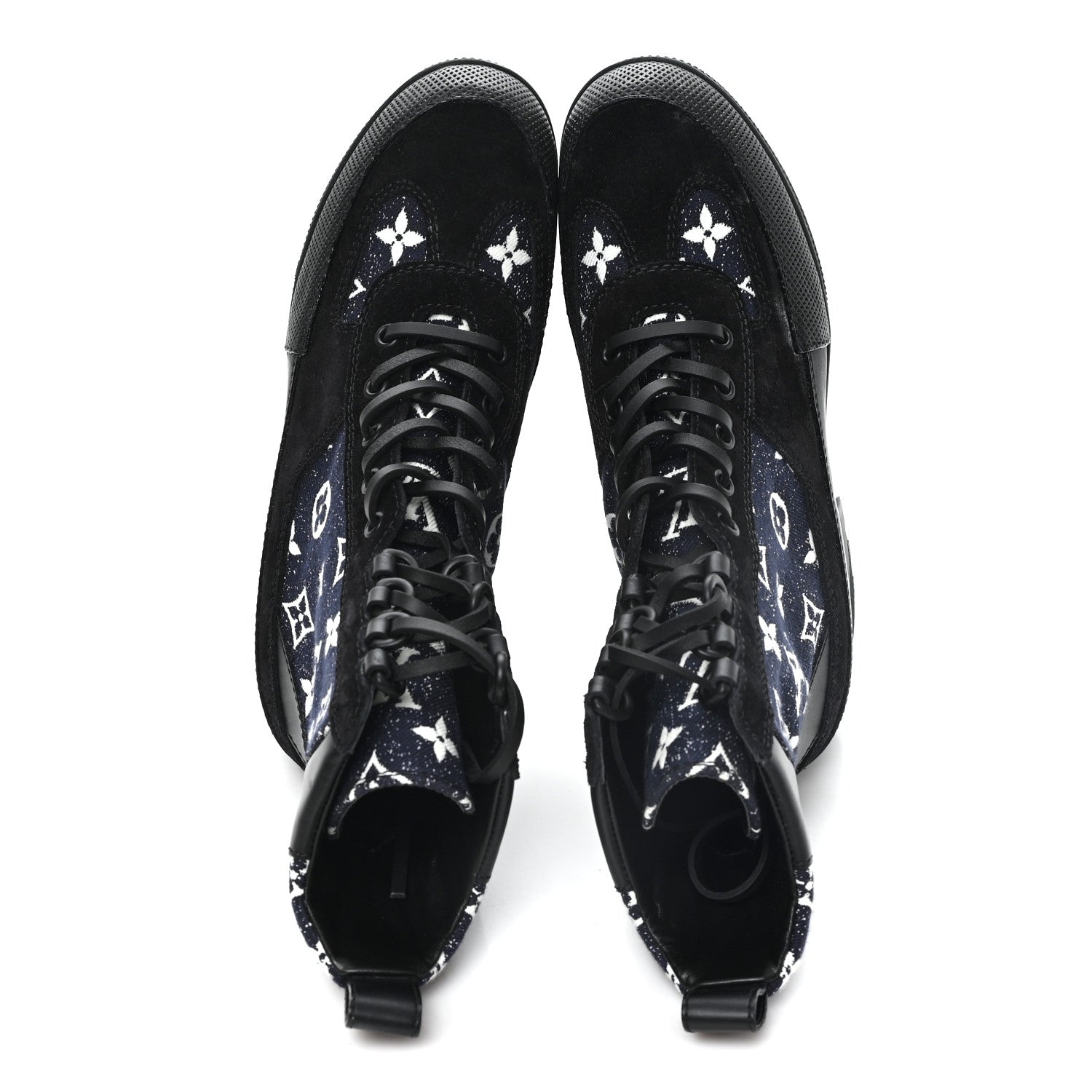 Louis Vuitton Calfskin Monogram Denim Laureate Platform Desert Boots 37 Navy Blue 2 of 9