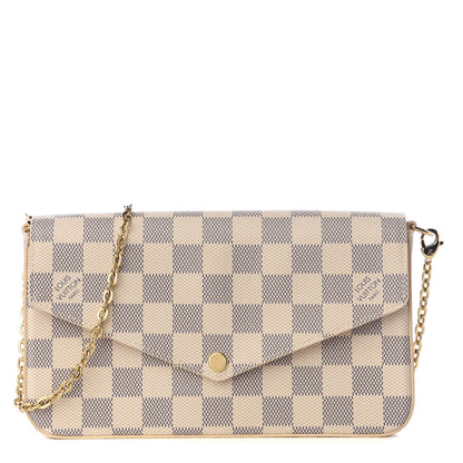 Louis Vuitton Damier Azur Pochette Felicie Chain Wallet Rose Ballerine 1 of 8