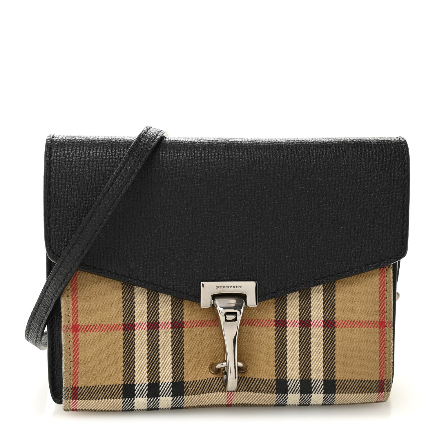 Burberry Derby Calfskin Vintage Check Small Macken Crossbody Bag Black 1 of 11