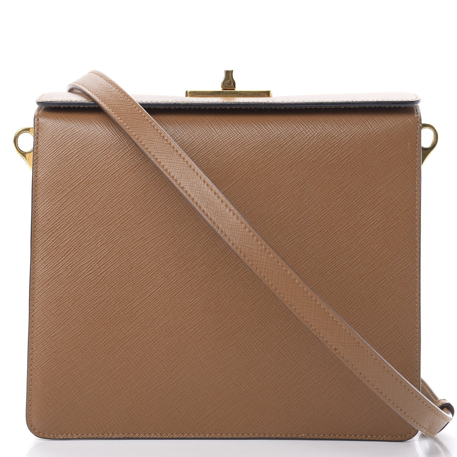 Prada Saffiano Crossbody Bag Caramel Bianco 8 of 12