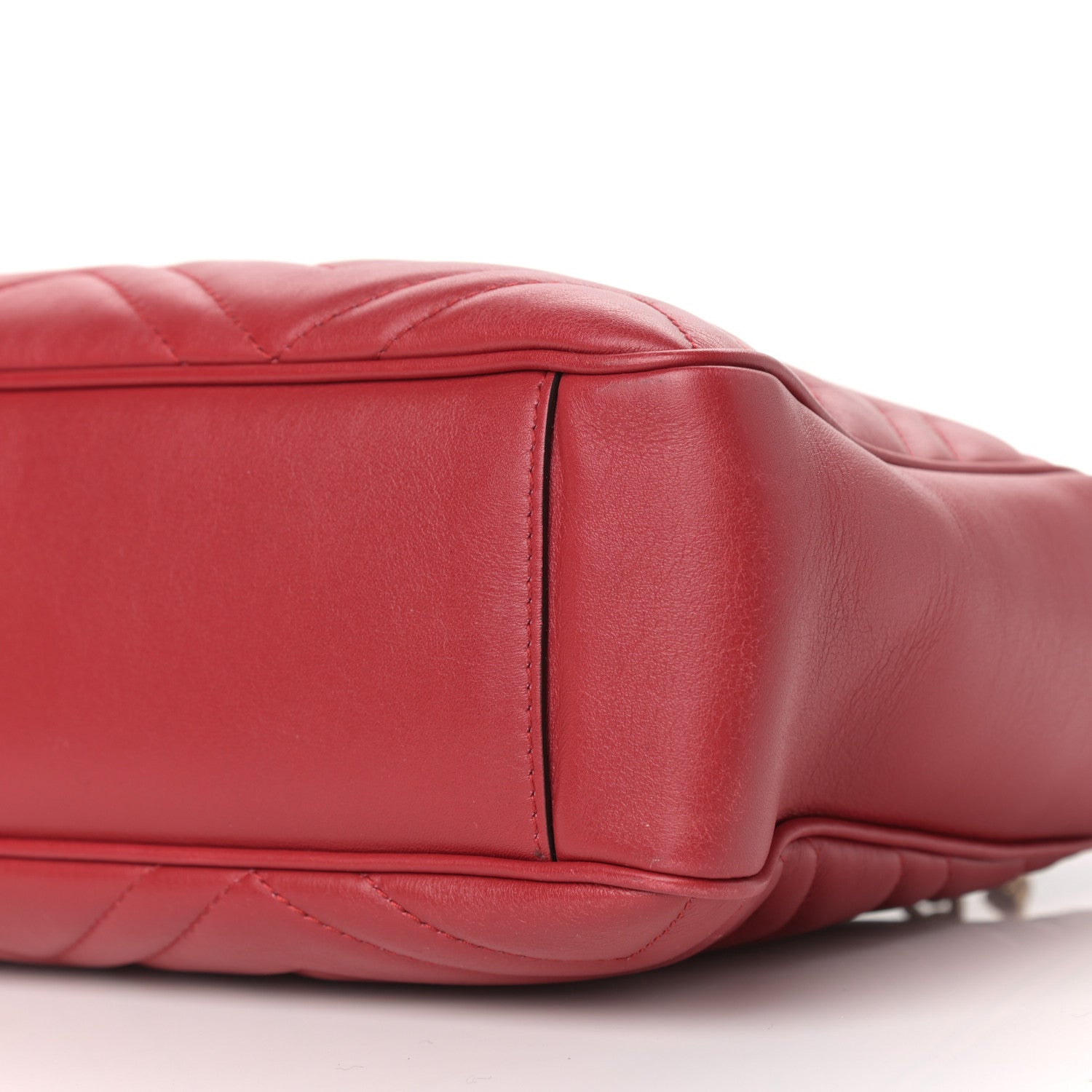 Gucci Calfskin Matelasse Medium GG Marmont Open Top Shoulder Bag Hibiscus Red 9 of 9