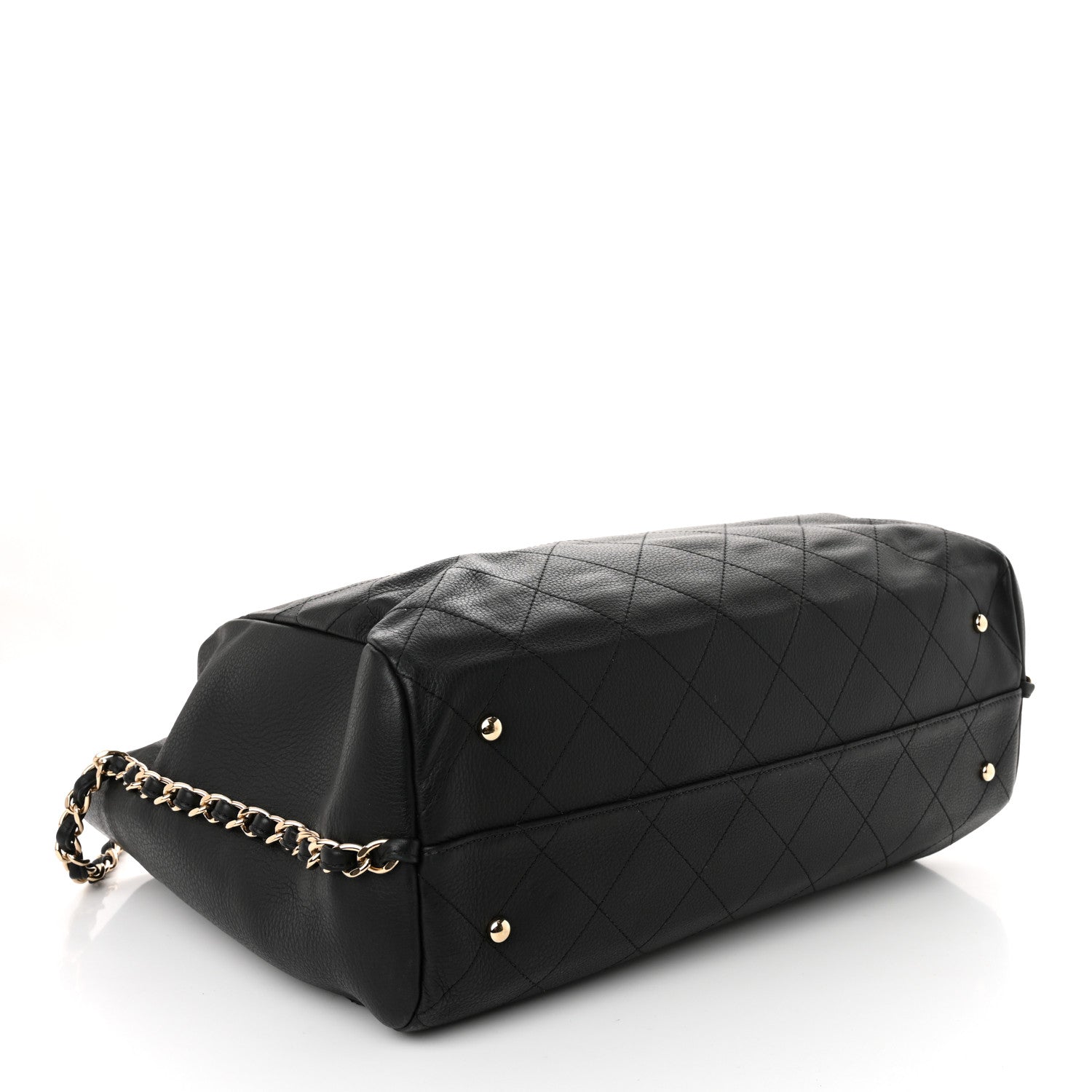 Chanel Bullskin Stitched Large Shopping Bag Black 4 of 10