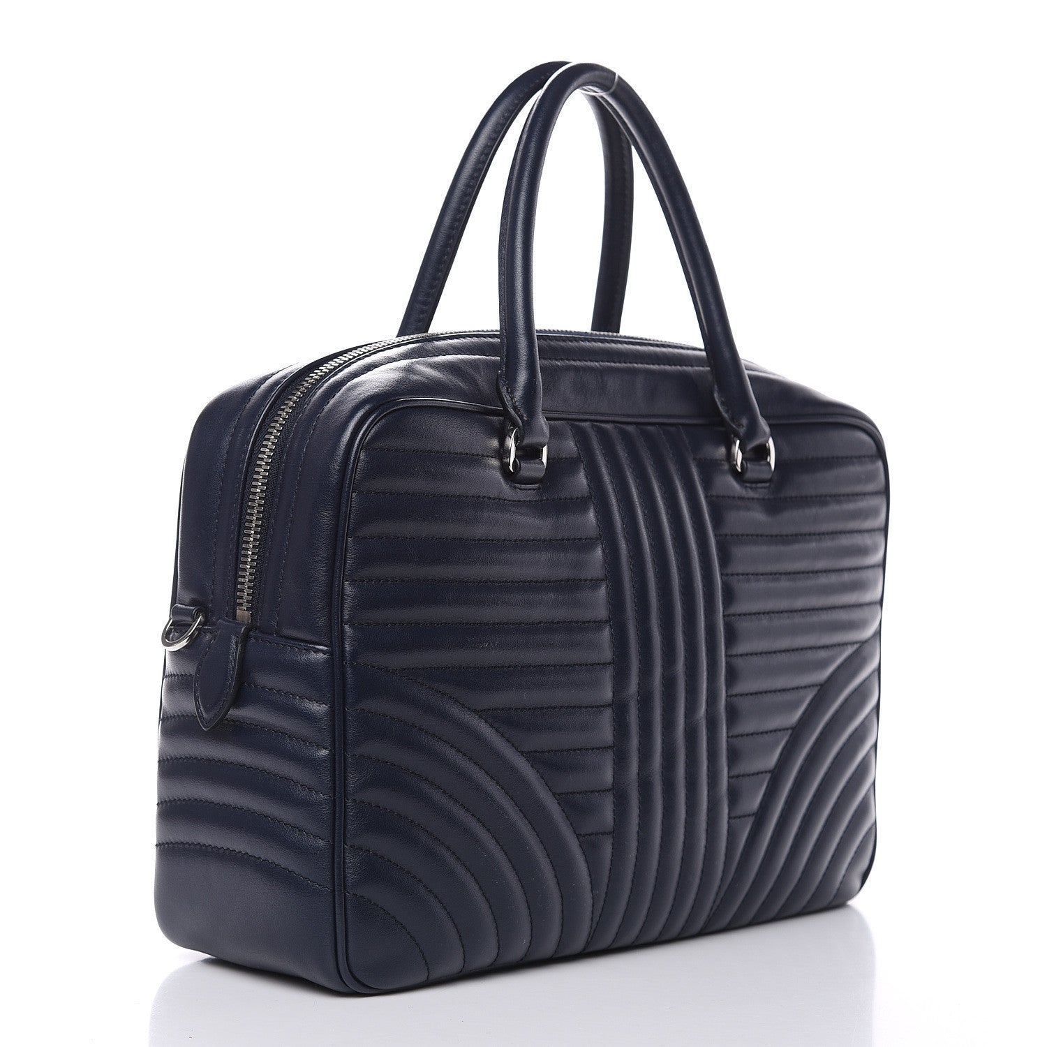 Prada Soft Calfskin Impunture Diagramme Large Top Handle Bag Baltico 3 of 10