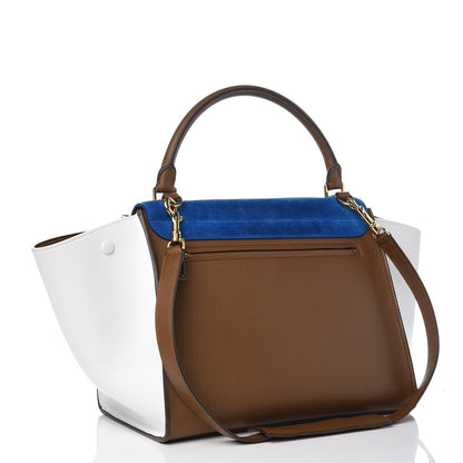 Celine Calfskin Suede Medium Tri-Color Trapeze Bright Blue 4 of 8