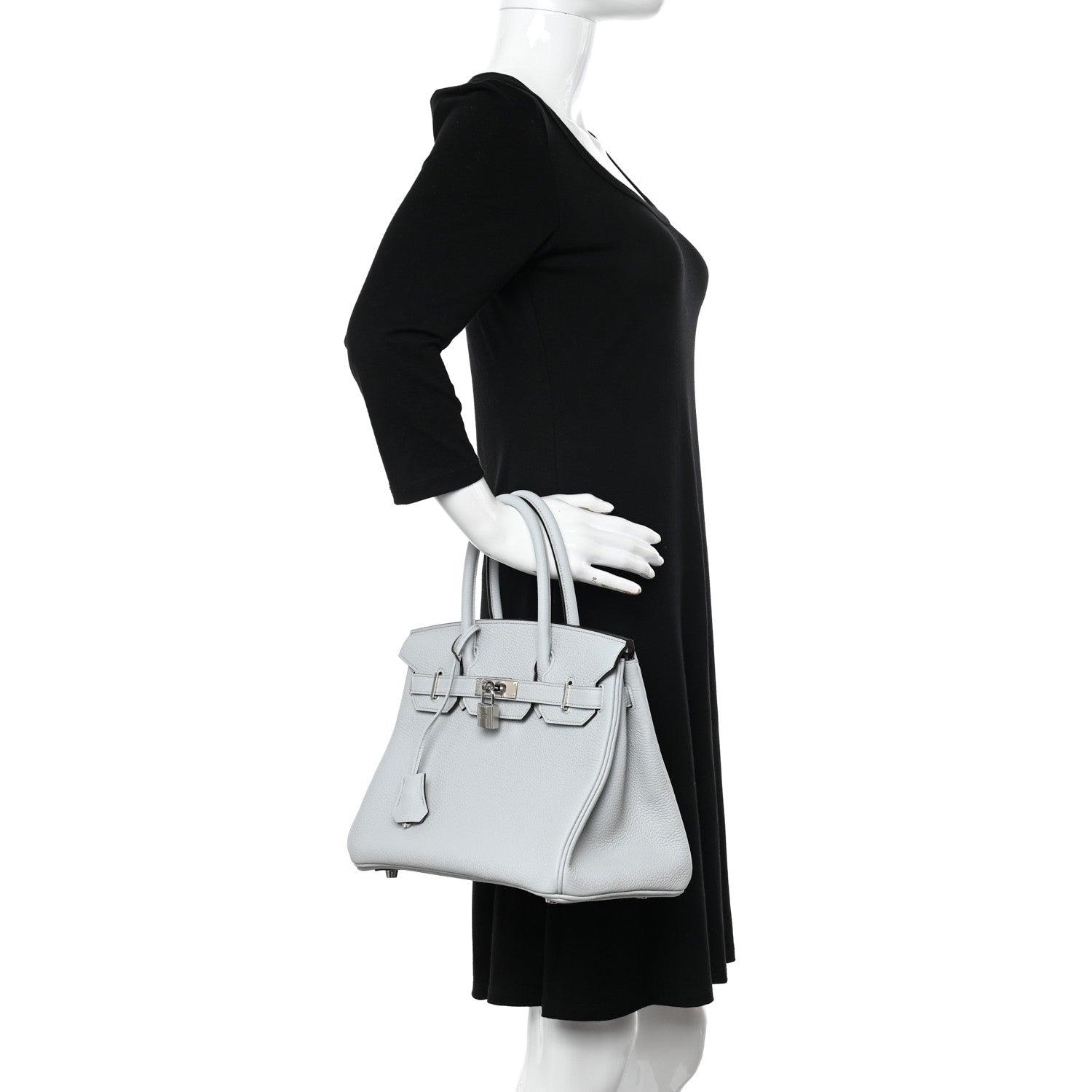 Hermes Taurillon Clemence Birkin 30 Bleu Pale 2 of 10