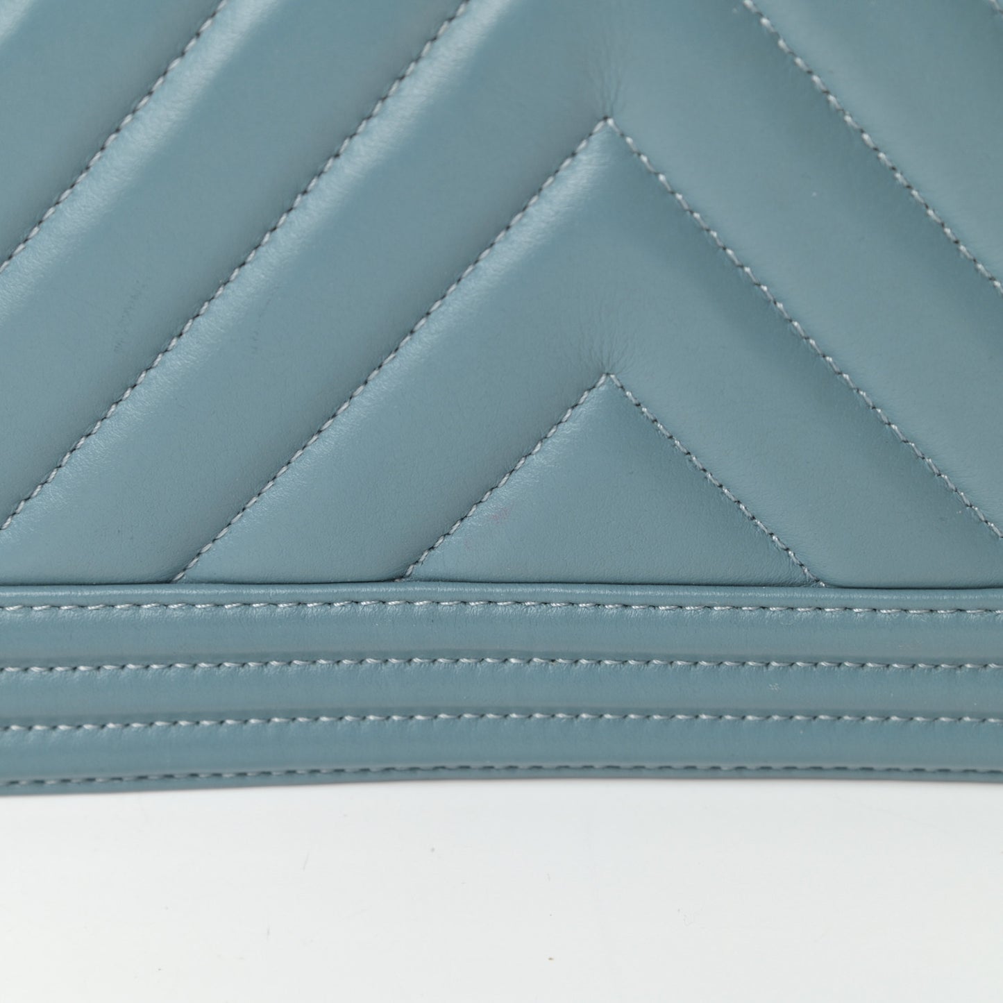 Calfskin Chevron Quilted Medium Boy Flap Blue
