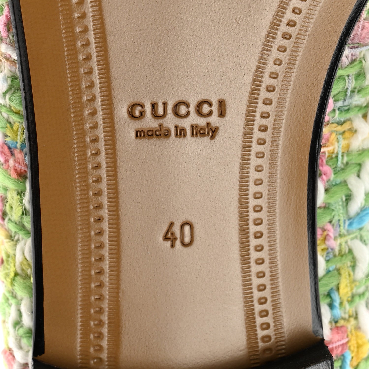 Gucci Tweed Multicolor Malaga Kid Horsebit Womens Jordaan Loafers 40 Green Multicolor 6 of 9