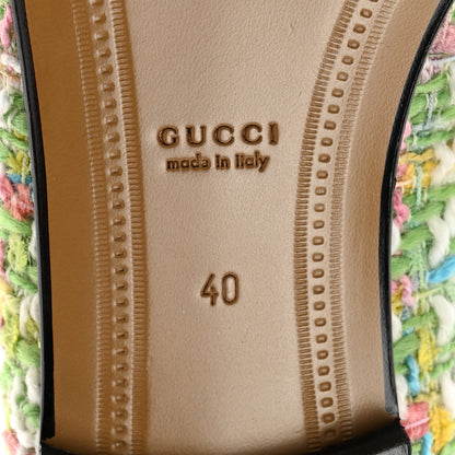 Gucci Tweed Multicolor Malaga Kid Horsebit Womens Jordaan Loafers 40 Green Multicolor 6 of 9