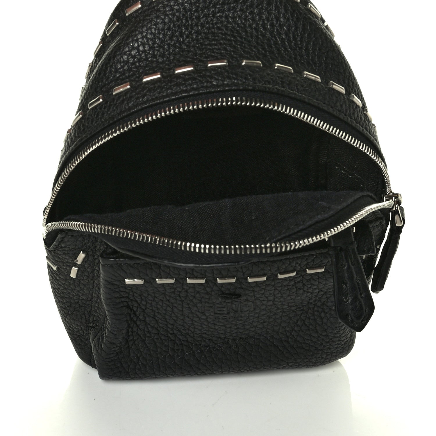 Fendi Cuoio Romano Metal Stitch Mini Backpack Charm Black 4 of 6