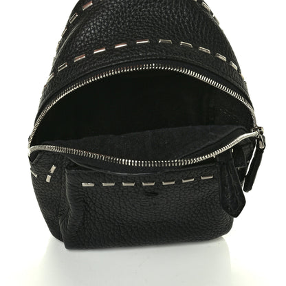 Fendi Cuoio Romano Metal Stitch Mini Backpack Charm Black 4 of 6