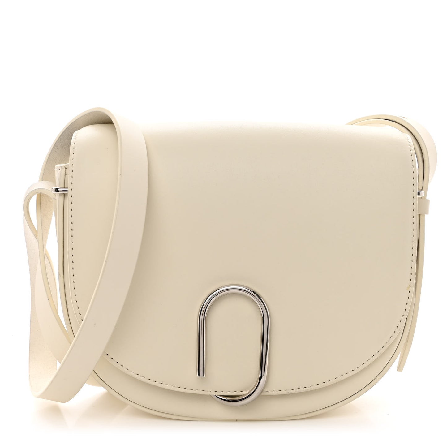 Calfskin Alix Saddle Crossbody Bag Off White