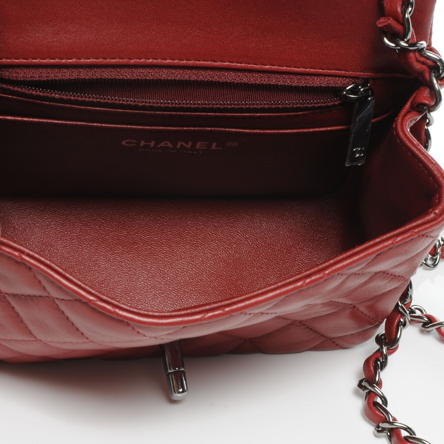 Chanel Lambskin Quilted Mini Square Flap Red 6 of 8