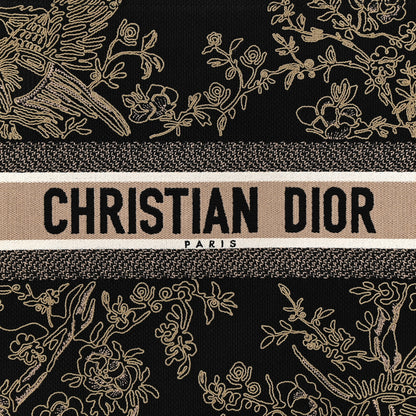 Christian Dior Canvas Embroidered Large Ornamental Cornely Book Tote Black Beige 8 of 10