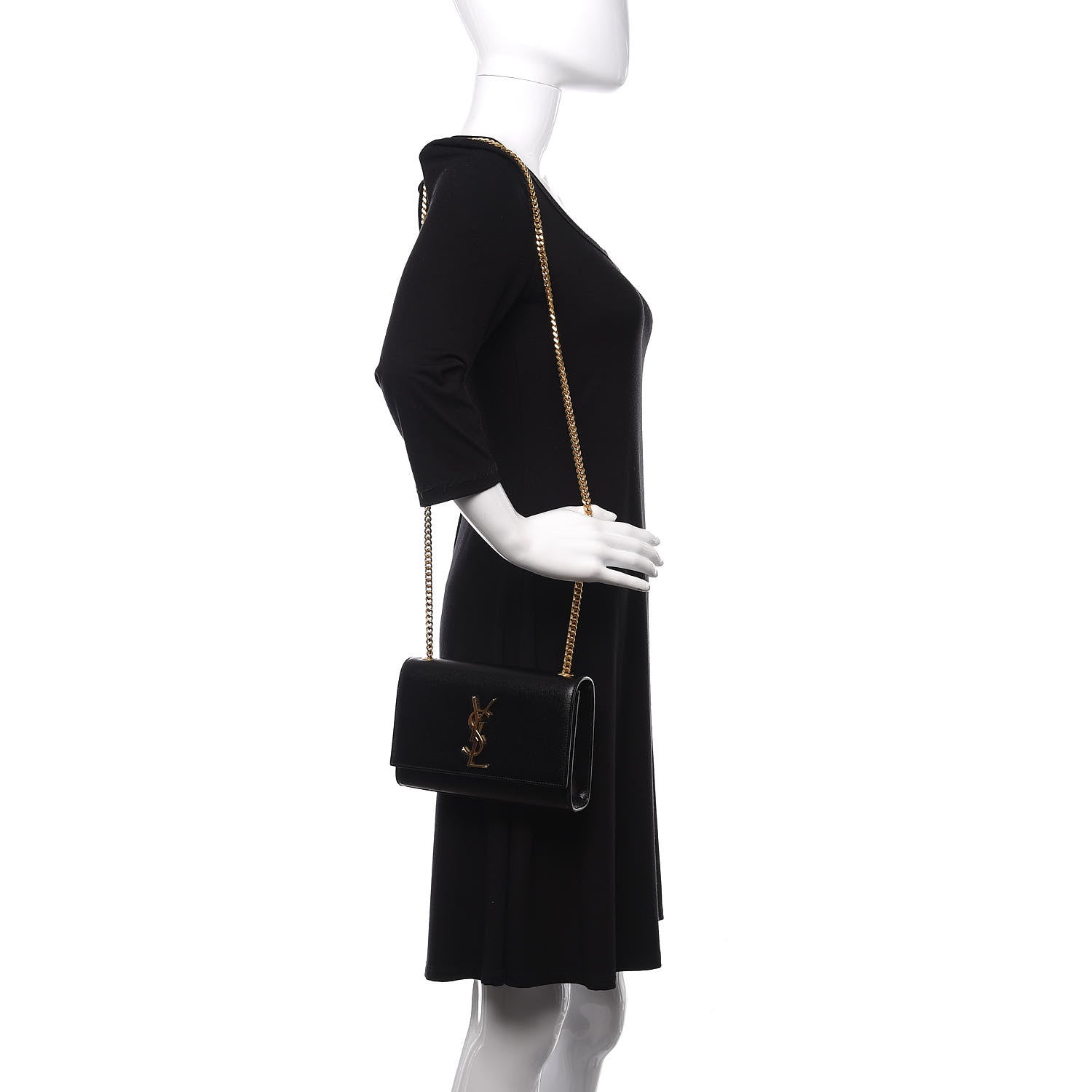 Saint Laurent Grain De Poudre Small Monogram Kate Satchel Black 2 of 9