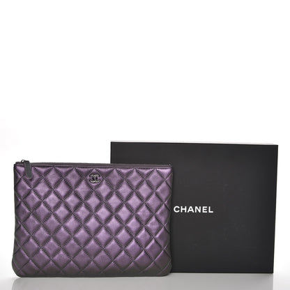 Chanel Metallic Lambskin Quilted Medium Cosmetic Case Purple 8 of 8