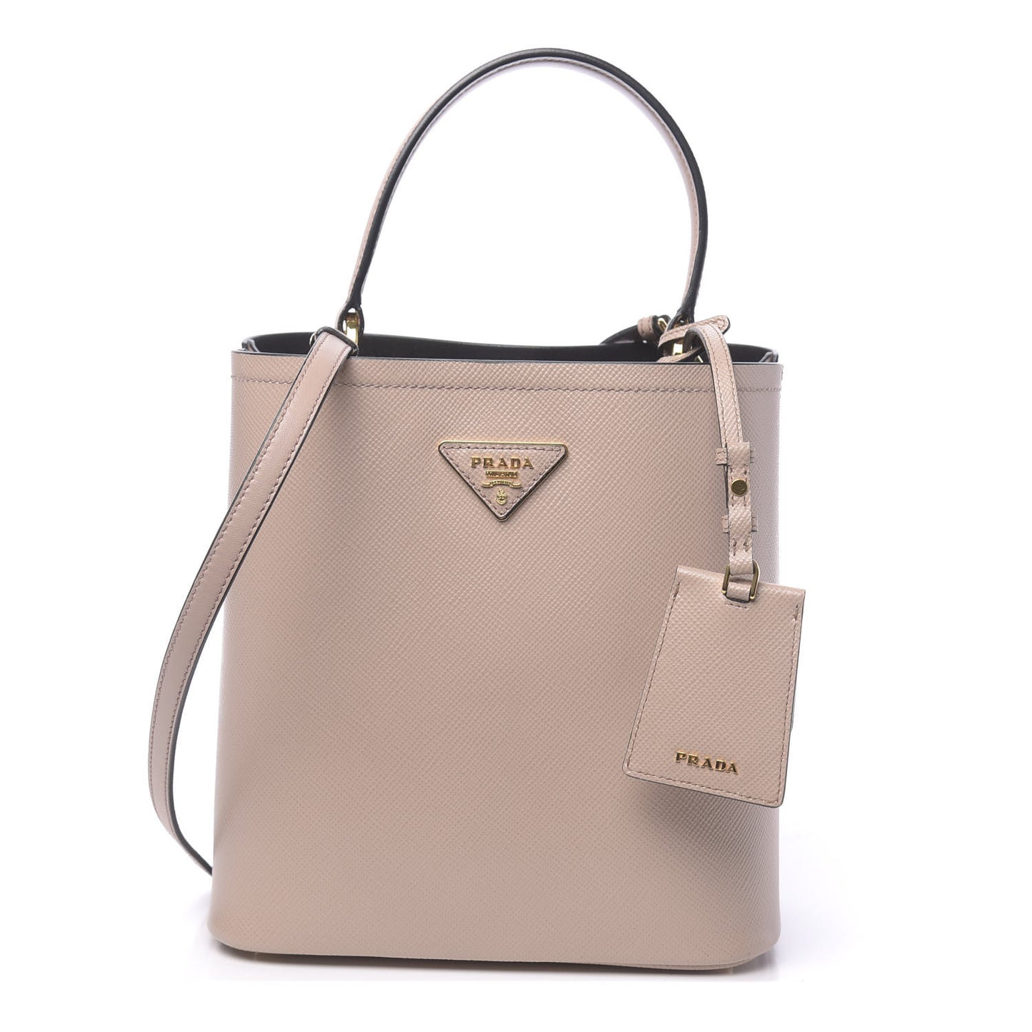 Saffiano Cuir Medium Panier Bucket Bag Cipria Black