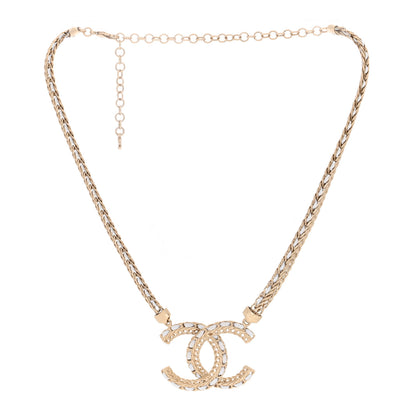 Chanel Metal Lambskin CC Chain Necklace Gold White 3 of 4
