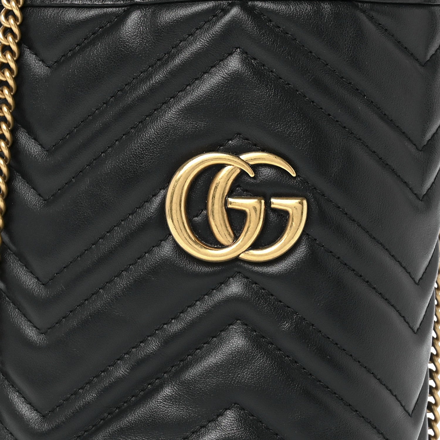 Gucci Calfskin Matelasse Mini GG Marmont 2.0 Bucket Bag Black 7 of 10
