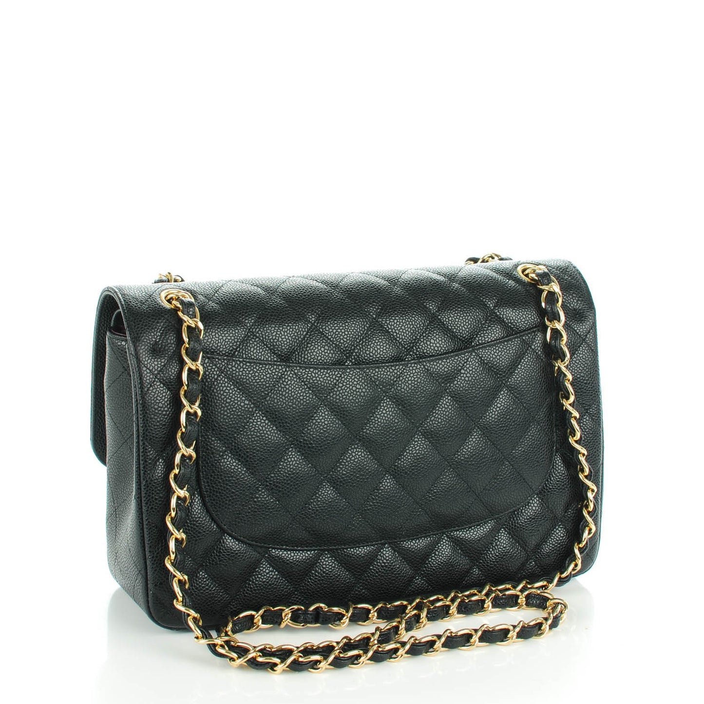 Caviar Quilted Jumbo Double Flap Black
