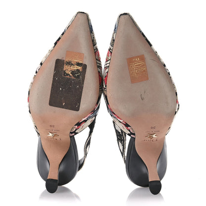 Christian Dior Canvas Embroidered Pop J'Adior Slingback 65mm Pumps  36 Black Multicolor 6 of 11