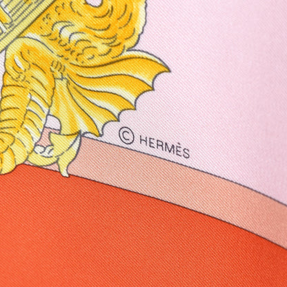 Hermes Silk Harnais De Cour Scarf 90 Orange 7 of 8