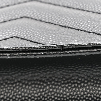 Saint Laurent Grain De Poudre Matelasse Chevron Monogram Envelope Chain Wallet Black 13 of 13