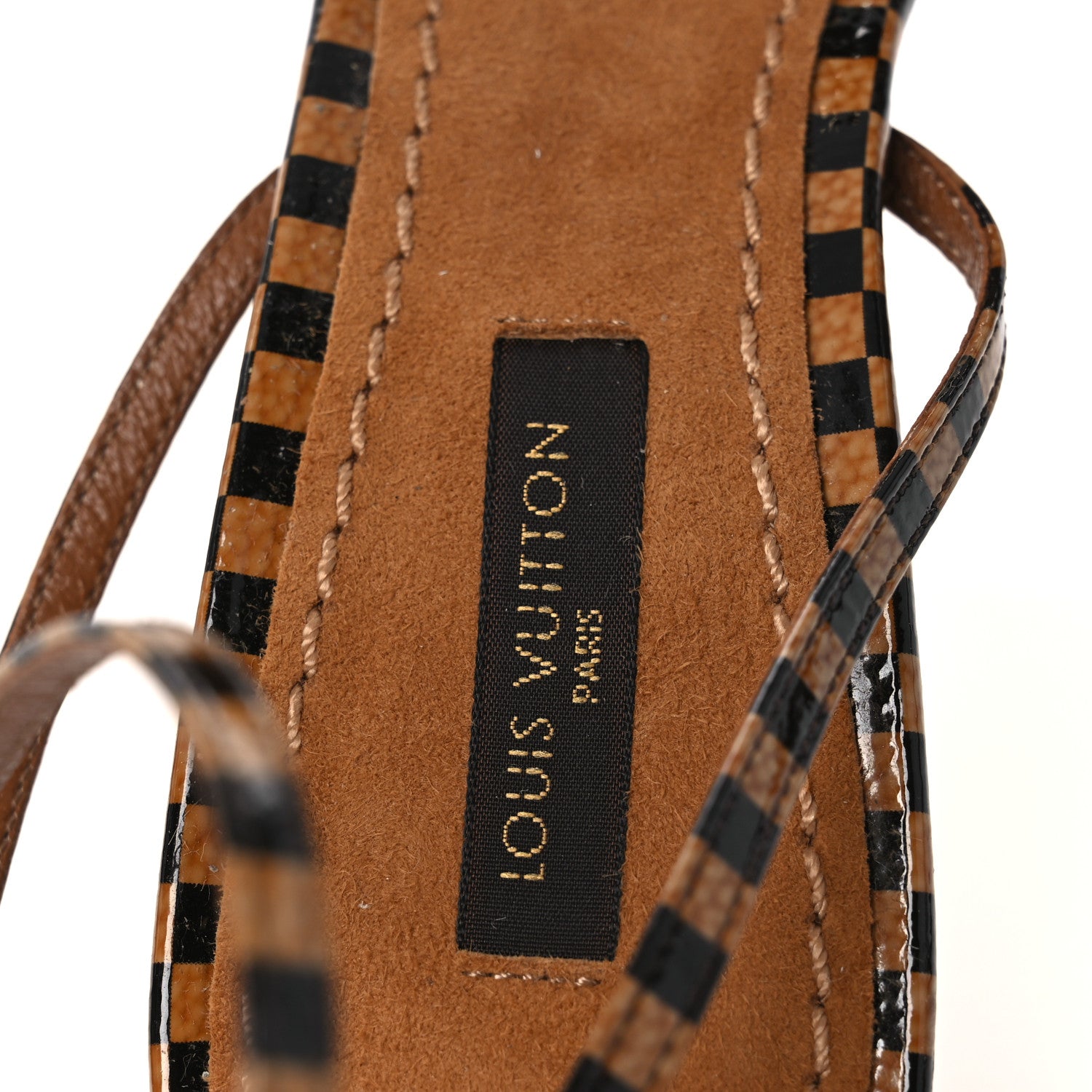 Louis Vuitton Patent Suede Damier Bow Ankle Wrap Sandals 36 9 of 11