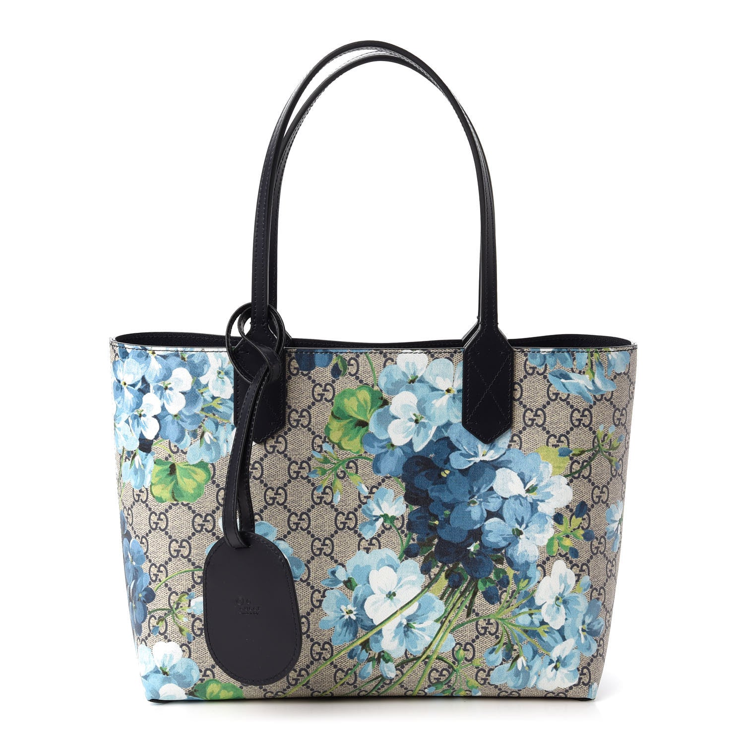 Gucci GG Supreme Monogram Blooms Small Reversible Tote Beige Blue Navy 1 of 16
