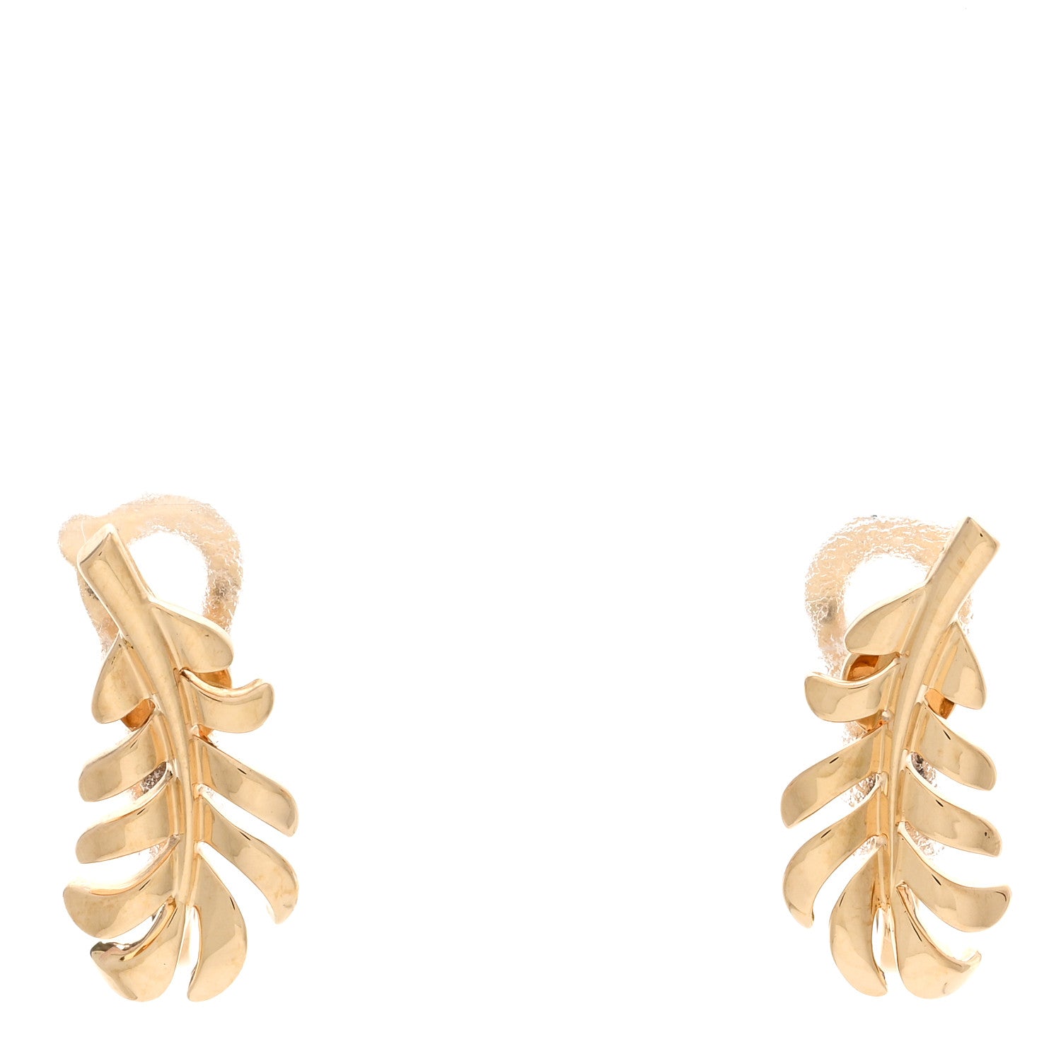 Chanel 18K Yellow Gold Plume Earrings 1 of 4