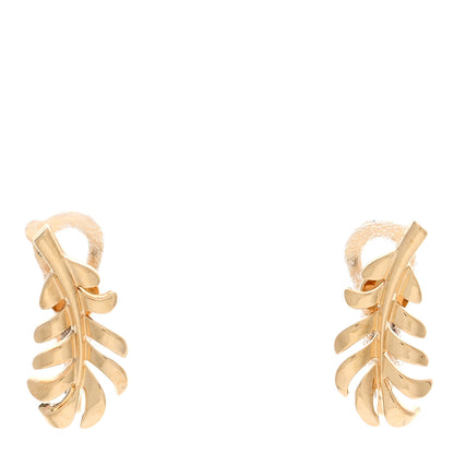 Chanel 18K Yellow Gold Plume Earrings 1 of 4