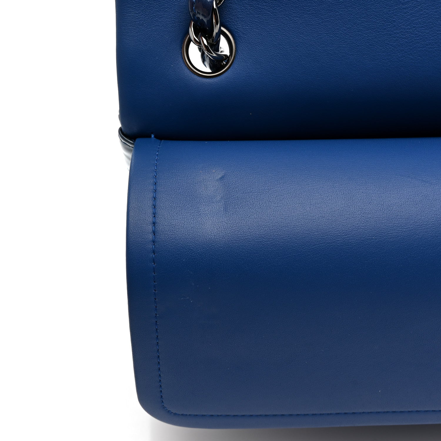 Chanel Patent Calfskin Quilted Jumbo Double Flap Blue 1794729