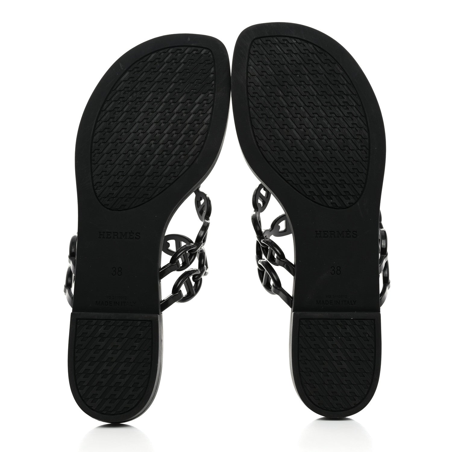 Hermes Rubber Chaine d'Ancre Island Sandals 38 Black 5 of 8