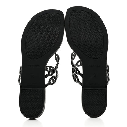 Hermes Rubber Chaine d'Ancre Island Sandals 38 Black 5 of 8
