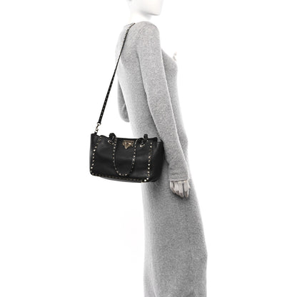 Valentino Garavani Pebbled Calfskin Small Rockstud Tote Black 2 of 9
