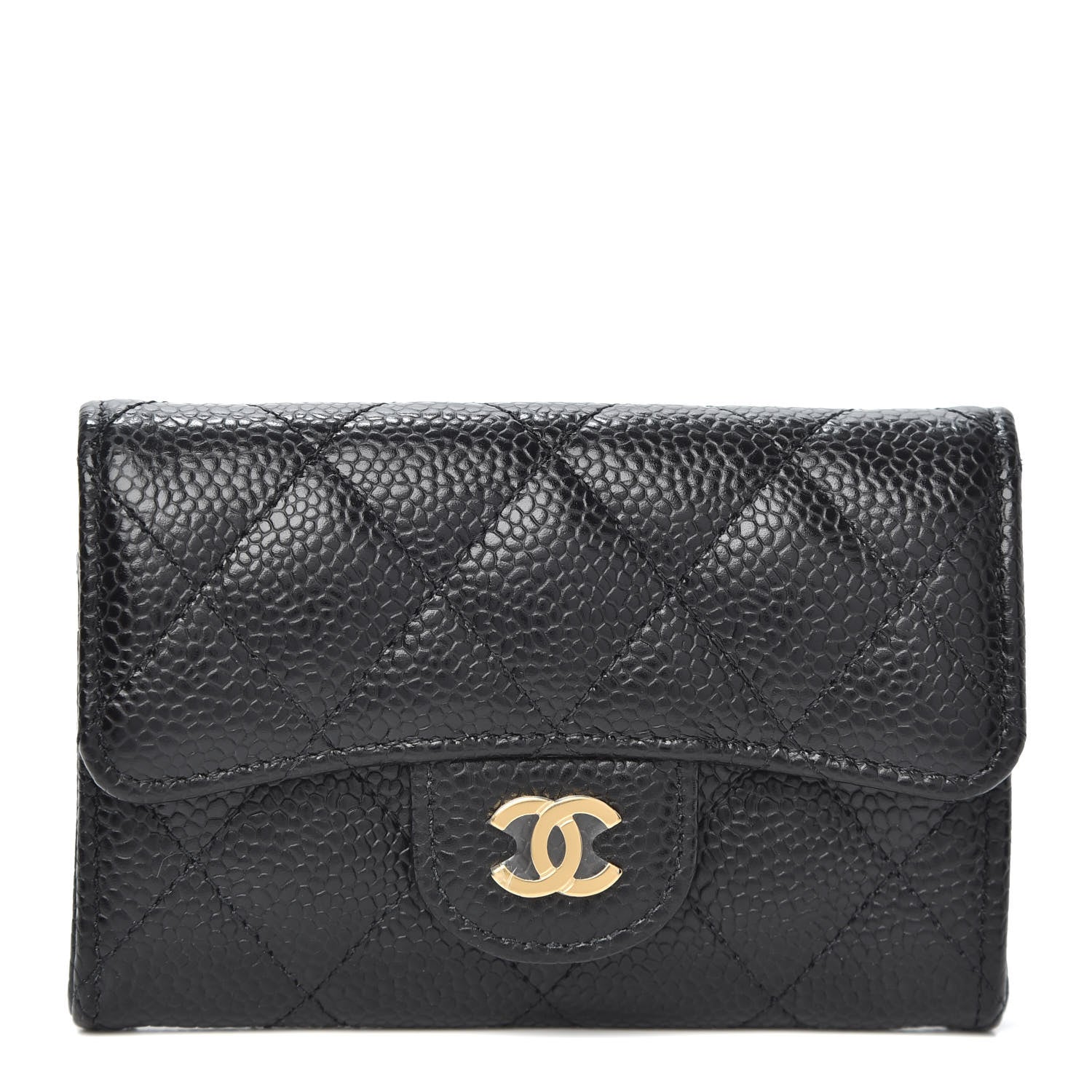 Chanel Caviar Quilted Flap Card Holder Wallet Black 1 of 8