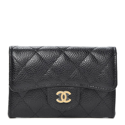 Chanel Caviar Quilted Flap Card Holder Wallet Black 1 of 8