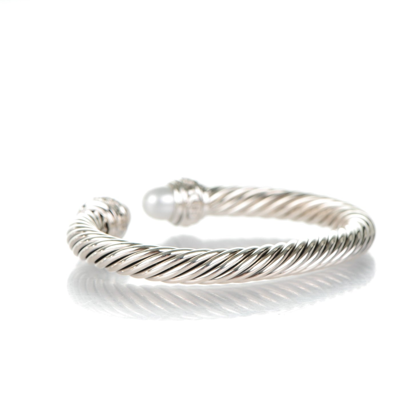 Sterling Silver Diamond Pearl 7mm Cable Classics Bracelet