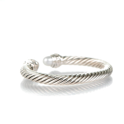 David Yurman Sterling Silver Diamond Pearl 7mm Cable Classics Bracelet 3 of 5