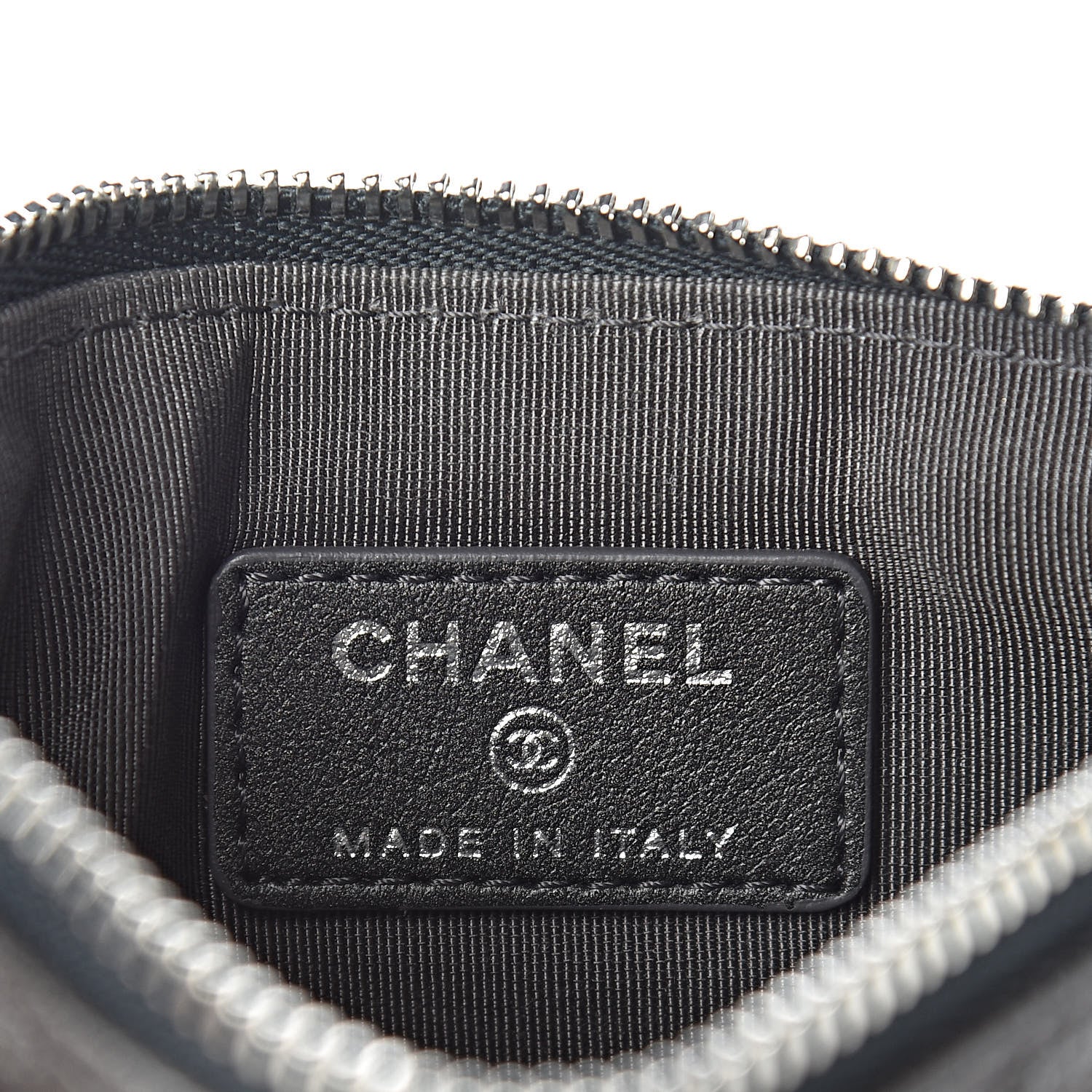 Chanel Goatskin Camellia Embossed Cosmetic Pouch Anthracite 6 of 8